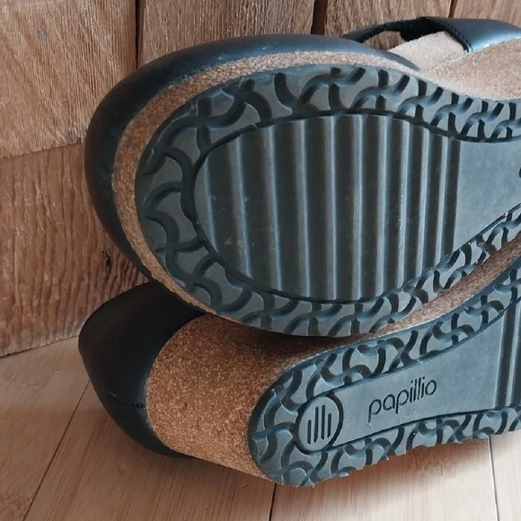 Papillio Black Leather Wedge Mules - Picture 4 of 15